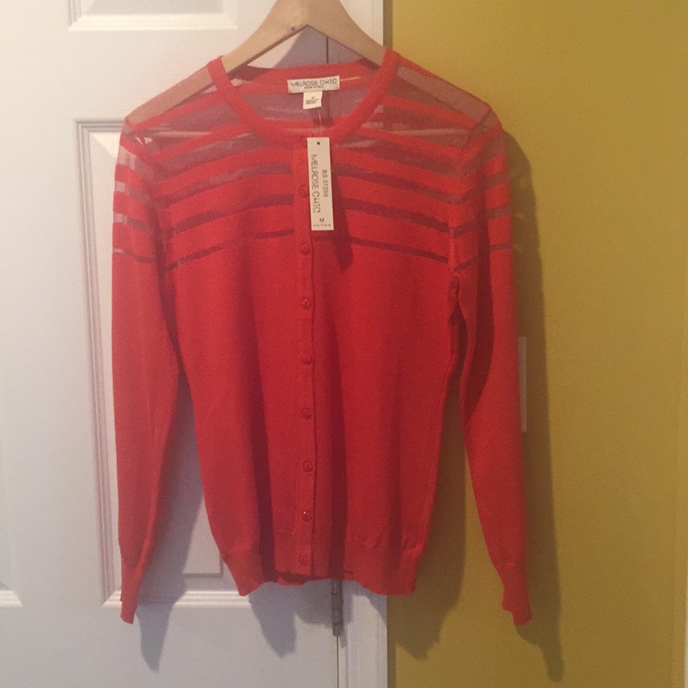 Melrose Chic Orange sheer stripe sweater